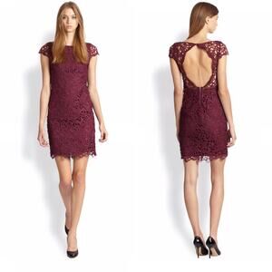 Alice + Olivia Clover Lace Open Back Dress 10
